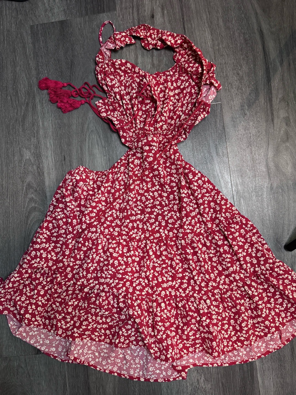 Red Floral Tie-Front Sundress